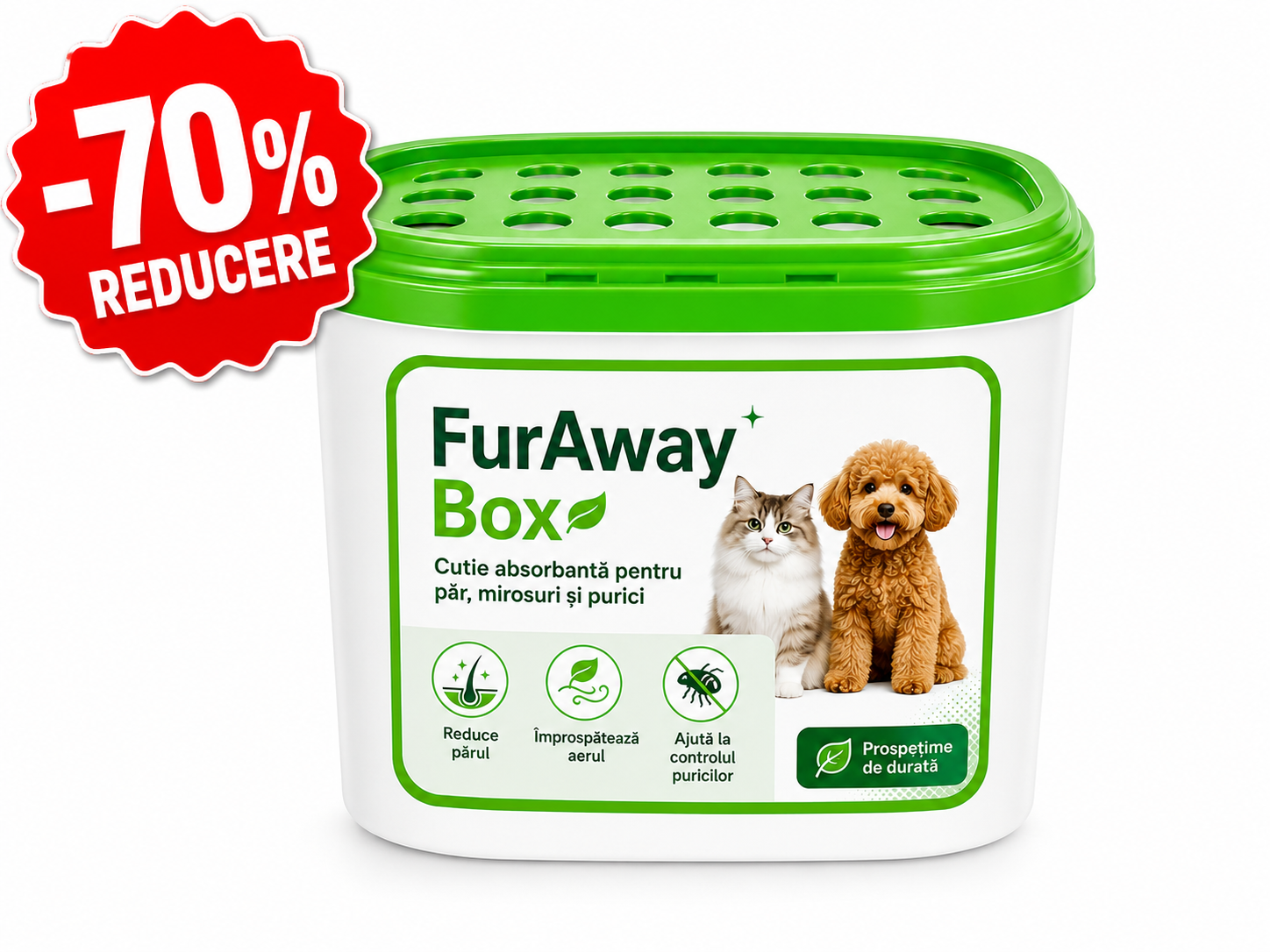 FurAway Box™ – Cutie Absorbantă pentru Păr, Mirosuri și Purici