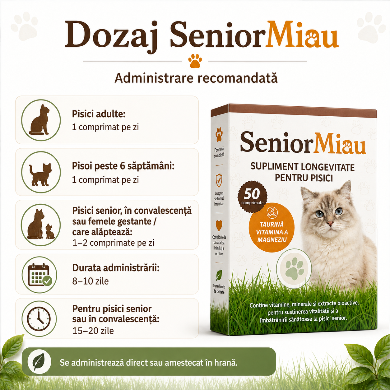 SeniorMiau - Supliment Longevitate pentru Pisici
