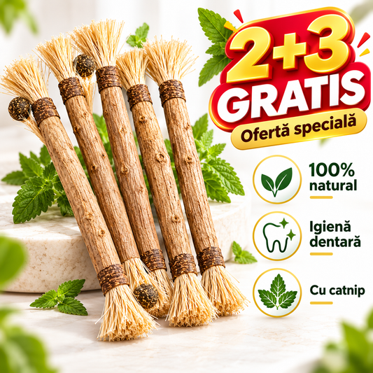 PurrClean™ – Bețișoare Dentare Naturale pentru Pisici cu Matatabi & Catnip