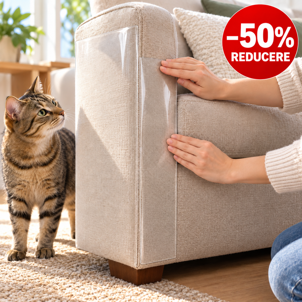 Protecții transparente pentru canapea – set 2 folii, 45×30 cm în utilizare – reducere 50%