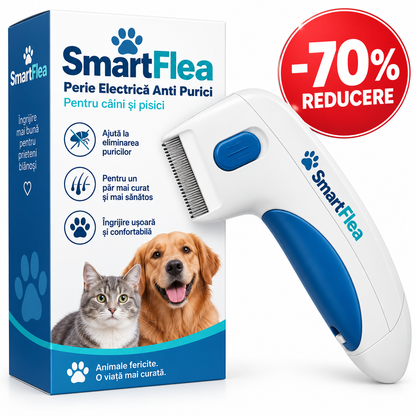 SmartFlea perie electrică anti purici pentru câini și pisici - reducere 70%